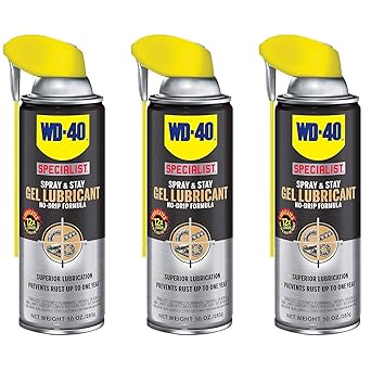 WD-40进口代理批发 WD-40 专业喷雾和停留凝胶润滑剂气溶胶喷雾，10 盎司（3 包）