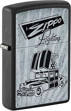 Zippo进口代理批发 Zippo 汽车设计黑色哑光袖珍打火机