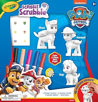 Crayola进口代理批发 Crayola Scribble Scrubbie Pets 狗狗巡逻队和纹身套装，狗狗巡逻队雕像，狗狗巡逻队男孩和女孩玩具，儿童节日礼物，3+