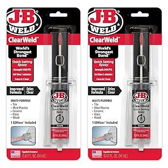 J-B Weld进口代理批发 JB Weld Clear 5 分钟环氧树脂，14ml，静态混合器，2 件装，ClearWeld 14ml，50114H-2