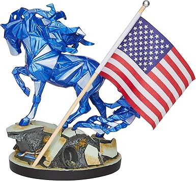 酷牌库|商品详情-Enesco进口代理批发 Enesco Trail of Painted Ponies Wild Blue Remembering 9/11 小雕像，9.5 英寸高 x 3.75 英寸宽 x 8.25 英寸长，多色