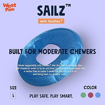 酷牌库|商品详情-WEST PAW进口代理批发 WEST PAW Seaflex Sailz 狗玩具飞盘可机洗狗玩具适合中度咀嚼环保 Zogoflex 狗玩具非常适合啃咬、抓取、捕捉、宠物训练冲浪