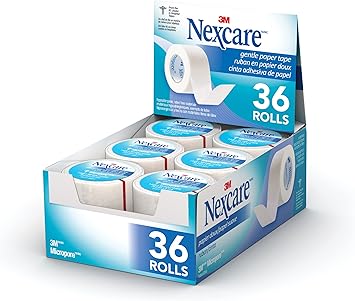 Nexcare进口代理批发 Nexcare 微孔温和纸质急救胶带，1 英寸 x 10 码，非常适合固定纱布和敷料，包裹式，36 片