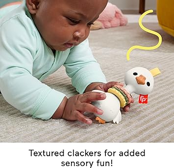 酷牌库|商品详情-Fisher-Price进口代理批发 Fisher-Price 新生儿玩具 Clack & Quack Goose，动物主题婴儿摇铃，适合 3 个月以上婴儿的发育游戏