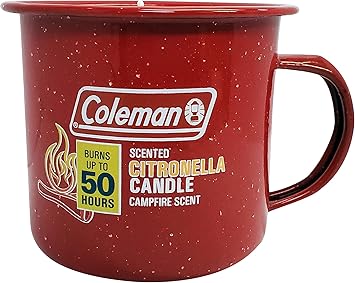 Coleman进口代理批发 Coleman 驱虫锡杯户外香茅蜡烛 | 户外质朴的户外露营蜡烛，带篝火香味，红色