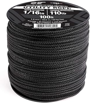 Atwood Rope进口代理批发 Atwood Rope MFG 1/16 实用线 1.6 毫米 x（线轴长度）可重复使用线轴 |战术尼龙/聚酯渔具、珠宝制作、野营配件