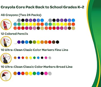 酷牌库|商品详情-Crayola进口代理批发 Crayola 艺术用品套装（80 克拉）、蜡笔、记号笔和彩色铅笔、教室和教师着色用品、儿童礼物 [亚马逊独家]