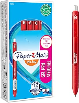 Paper Mate进口代理批发 Paper Mate InkJoy 中性笔 |中点 (0.7mm) |红墨水| 12 件