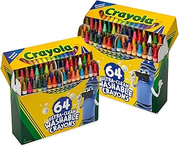 Crayola进口代理批发 Crayola 可水洗蜡笔 - 64 克拉（2 盒）、儿童散装蜡笔、蜡笔套装、涂色书蜡笔、儿童和幼儿礼物 [亚马逊独家]