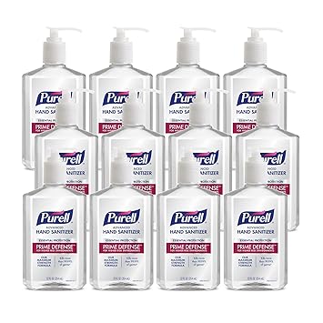 Purell进口代理批发 PURELL PRIME DEFENSE 高级洗手液，12 液量盎司泵瓶，一箱 12 瓶