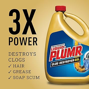 酷牌库|商品详情-Clorox进口代理批发 Liquid-Plumr Pro-Strength 堵塞破坏凝胶，带 PipeGuard、液体排水管清洁剂 - 80 盎司（包装可能有所不同）