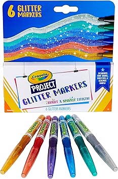 Crayola进口代理批发 Crayola 闪光记号笔，多种颜色，美术用品，6 支