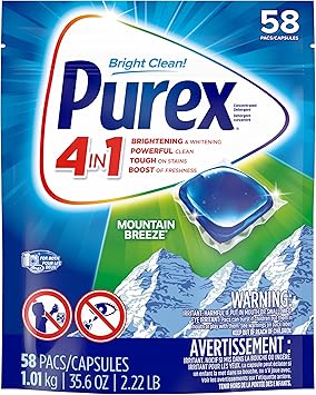 Purex进口代理批发 Purex 4 合 1 洗衣粉套装，山风，58 片