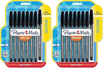 Paper Mate进口代理批发 Paper Mate InkJoy 100ST 圆珠笔，中号，黑色墨水，8 支（2 支装）