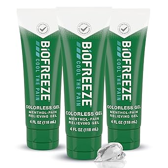 Biofreeze进口代理批发 Biofreeze 止痛凝胶，缓解膝盖和下背部疼痛，缓解肌肉酸痛，缓解颈部疼痛，缓解肩部疼痛，药剂师推荐，符合 FSA 资格，3 件装（4 液量盎司 Biofreeze 薄荷醇凝胶）