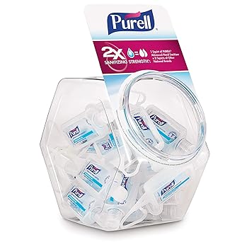 Purell进口代理批发 PURELL 高级洗手液清新凝胶，适用于工作场所，气味清新，1 液量盎司旅行装翻盖瓶，带果冻包装袋和展示碗（25 件装）3900-25-BWL