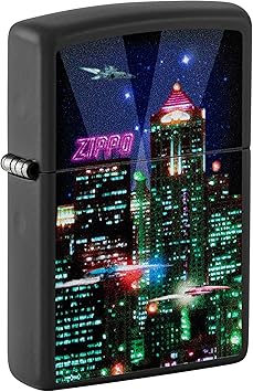 Zippo进口代理批发 Zippo Cyber?? City Design 黑色哑光袖珍打火机