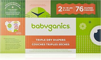 Babyganics进口代理批发 Babyganics 尿布，2 号，76 克拉，超吸水尿布