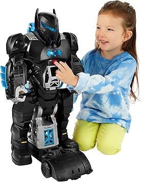 Fisher-Price进口代理批发 Fisher-Price Imaginext DC 超级朋友蝙蝠侠玩具套装 Bat-Tech 蝙蝠机器人 2 英尺高机器人，带灯光、声音和 11 个玩具，适合 3 岁以上儿童