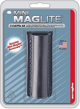 MagLite进口代理批发 Maglite 黑色纯色皮革皮套适用于 AA 电池迷你手电筒