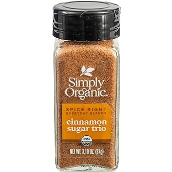 Simply Organic进口代理批发 Simply Organic Spice Right Everyday 混合肉桂糖三重奏，有机认证，纯素食，素食 | 3.1盎司