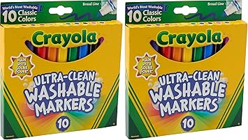 Crayola进口代理批发 Crayola Ultraclean Broadline 经典可洗记号笔（10 支），（2 件装）