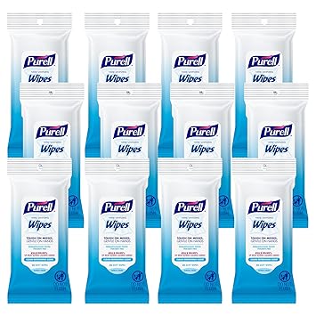 Purell进口代理批发 PURELL 洗手湿巾，清洁清新香味，20 片旅行装（12 片装），9124-12-CMR