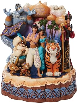 Enesco进口代理批发 Enesco Disney Traditions by Jim Shore 阿拉丁人物心形雕像雕刻，7.67 英寸，多色