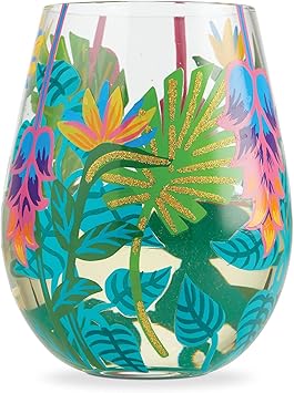 Enesco进口代理批发 Enesco 6004763 由 Lolita Tropical Vibes 工匠设计手绘无茎酒杯，20 盎司，多色