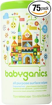 Babyganics进口代理批发 Babyganics 多用途表面湿巾，无香料，75 片罐