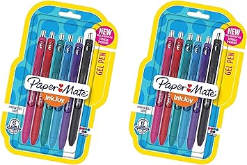 Paper Mate进口代理批发 Paper Mate InkJoy 中性笔，中号，多种颜色，6 克拉 - 2 支装