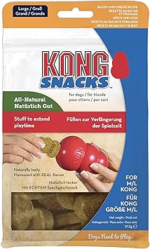 KONG进口代理批发 KONG - 零食 - 全天然狗零食经典橡胶玩具 - 适合大型犬的培根和奶酪口味（11 盎司）