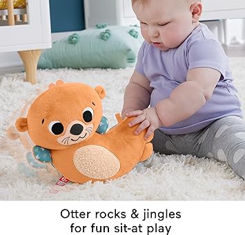 酷牌库|商品详情-Fisher-Price进口代理批发 FISHER-PRICE 婴儿毛绒感官玩具，2 合 1 Rockin Tummy Time Otter，带软书，适合新生儿 Tummy Time