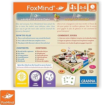 酷牌库|商品详情-FoxMind进口代理批发 FoxMind Games：爱丽丝梦游仙境 - 格兰纳童话棋盘游戏，竞赛成为茶会冠军，家庭，6 岁以上，2-4 名玩家