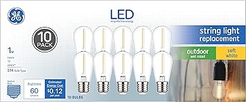 酷牌库|商品详情-GE进口代理批发 GE LED 串灯泡替换件，柔和白色，S14 灯泡，透明，中号底座（10 件装）