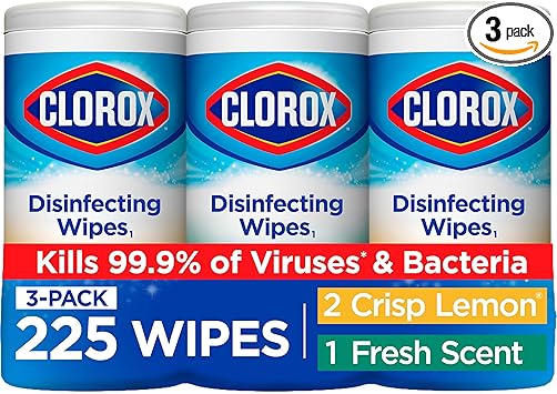 Clorox进口代理批发 Clorox 消毒湿巾超值装，清洁湿巾，每片 75 片，3 片装（包装可能有所不同）