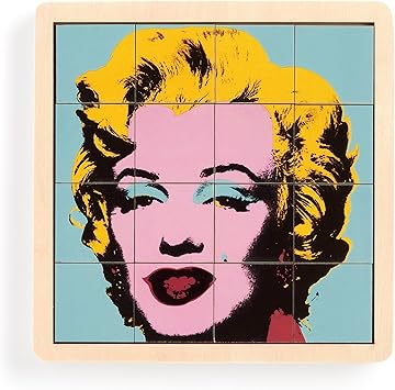 酷牌库|商品详情-Galison进口代理批发 Galison Andy Warhol Marilyn 2 合 1 滑动木块拼图具有标志性 Warhol Marilyn 艺术和具有挑战性的数字拼图