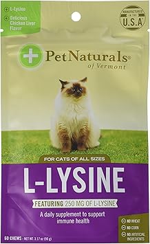 Pet Naturals进口代理批发 Pet Naturals of Vermont L-赖氨酸 60 粒有趣形状猫咀嚼物 - 6 包