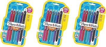 Paper Mate进口代理批发 Paper Mate InkJoy 中性笔，中号，多种颜色，6 克拉 - 3 支装