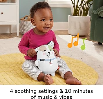 酷牌库|商品详情-Fisher-Price进口代理批发 Fisher-Price 婴儿玩具 Calming Vibes 小狗安抚奶嘴毛绒便携式发声机，带振动，适合 0 个月以上新生儿