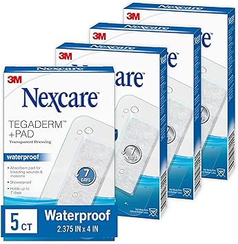 酷牌库|商品详情-Nexcare进口代理批发 Nexcare Tegaderm + 垫透明敷料，吸收垫可吸收液体，不会粘在伤口上，2-3/8 英寸 x 4 英寸（4 件装）