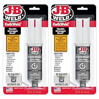 J-B Weld进口代理批发 JB Weld 6 分钟套装环氧 KwikWeld，高强度，防水，2 件装，深灰色，50176-2