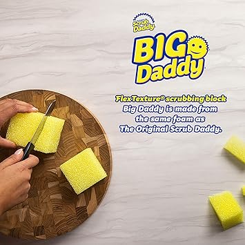 酷牌库|商品详情-Scrub Daddy进口代理批发 Scrub Daddy 大号海绵 - Big Daddy - 用于餐具和家居的防刮海绵，防臭，可定制尺寸，温度控制，深层清洁，可用洗碗机清洗，多用途，2 克拉