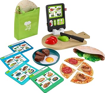 Fisher-Price进口代理批发 Fisher-Price 学前厨房玩具套装 Laugh & Learn 123 按照食谱膳食套件 30 件装假装烹饪玩具套装适合 3 岁以上