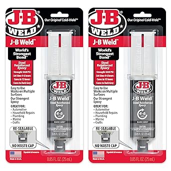 J-B Weld进口代理批发 JB Weld 原装钢增强环氧树脂注射器，高强度，2 件装，深灰色，50165-2