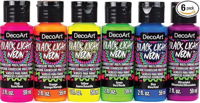 DecoArt进口代理批发 DecoArt Americana 黑光霓虹丙烯酸颜料包 6/包