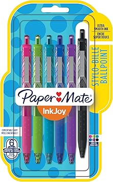 Paper Mate进口代理批发 Paper Mate InkJoy 300RT 可伸缩圆珠笔，中号，什锦，6 支装 (1945916)