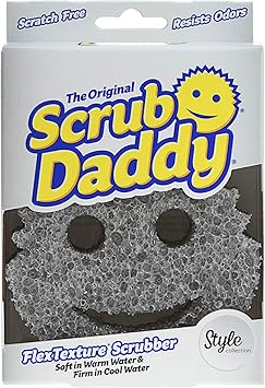 Scrub Daddy进口代理批发 Scrub Daddy Smiling 擦洗器，灰色 - 无刮擦多用途洗碗海绵 - 不含 BPA，采用聚合物泡沫制成 - 防污防臭厨房海绵（1 件）