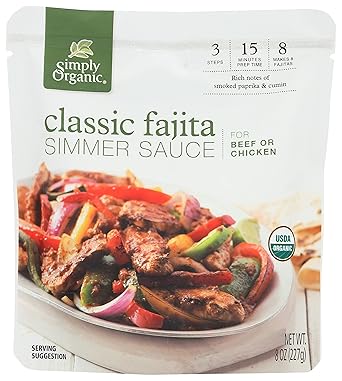 Simply Organic进口代理批发 Simply Organic Sauce Fajita Simr Org，8 盎司（6 件装）