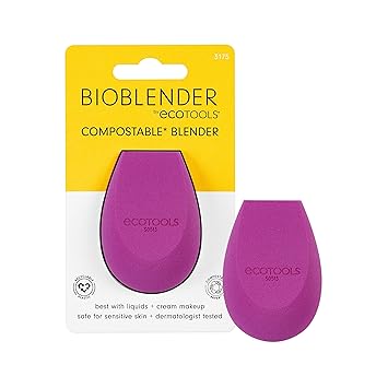 EcoTools进口代理批发 EcoTools Bioblender 化妆海绵，可堆肥化妆搅拌机，适用于粉底液和粉底霜，无缝涂抹，环保美容海绵，零残忍，不含乳胶，1 件